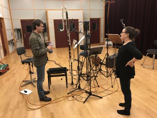 Beatrix Wagner and Joachim Striepens while the recording session at the BR-studio 